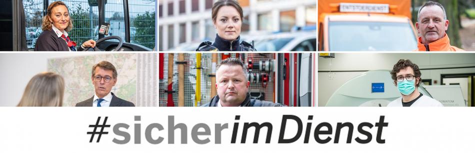 Collage der unterschiedlichen Mitarbeiter im öffebtlichen Dienst